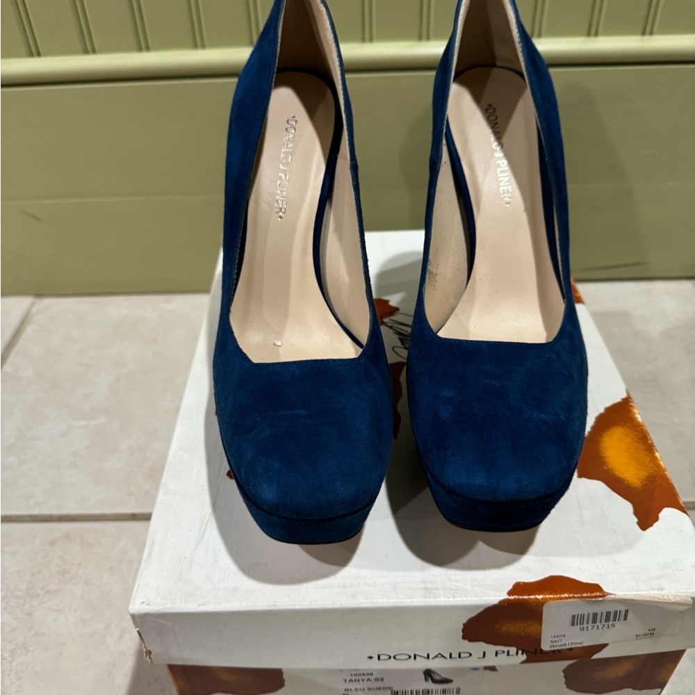 Donald J. Pliner Deep Blue Suede Pumps
